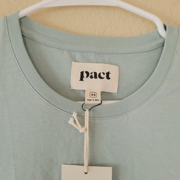 PACT 100% Organic Cotton Green Softspun Tee Tunic Size Xsmall Short Sleeve Nwt - Picture 2 of 7